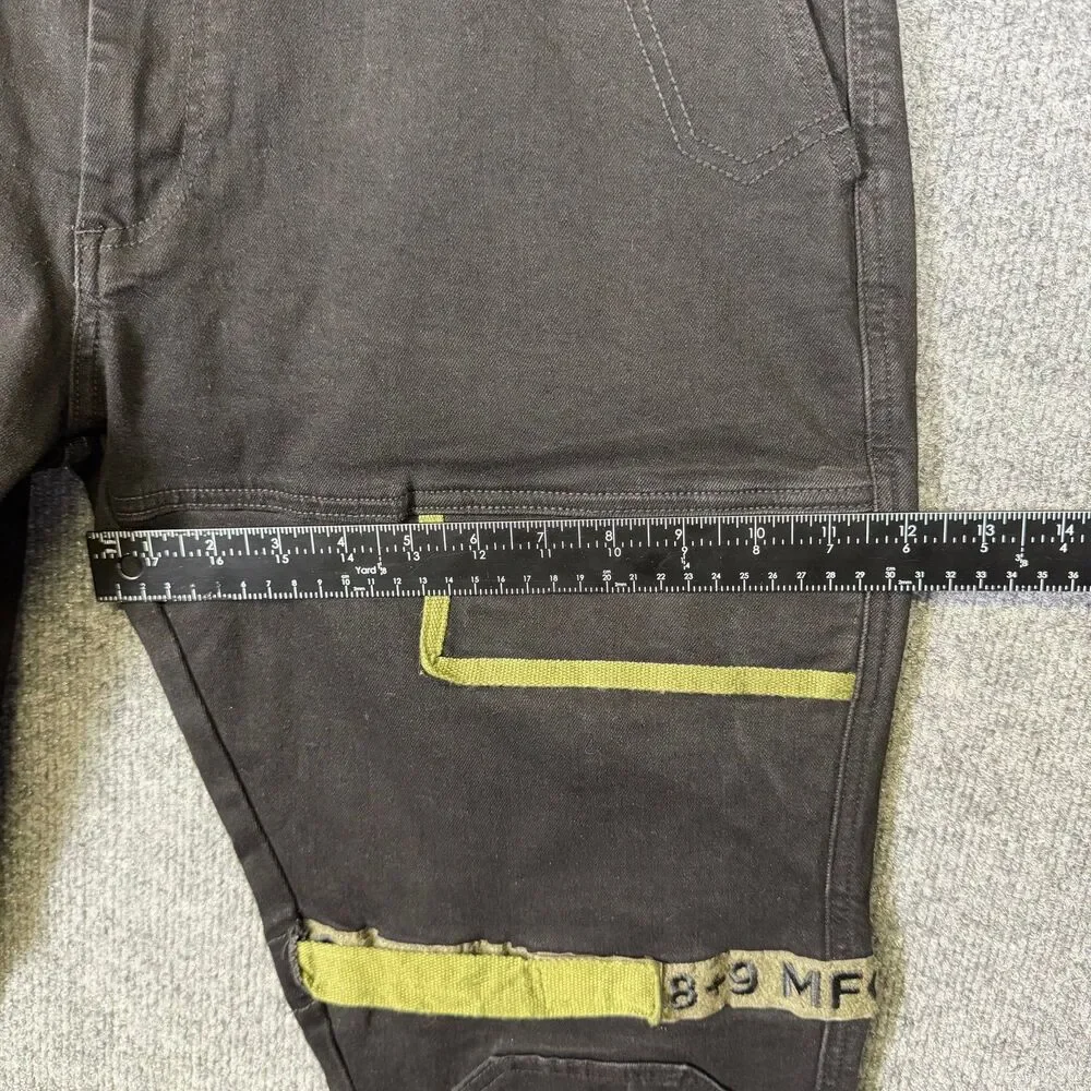 8&9 MFG Mens Cargo Pants Size 38(36x32) Black Vintage Wash Tactical Strap Detail